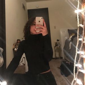 Black turtle neck crop top